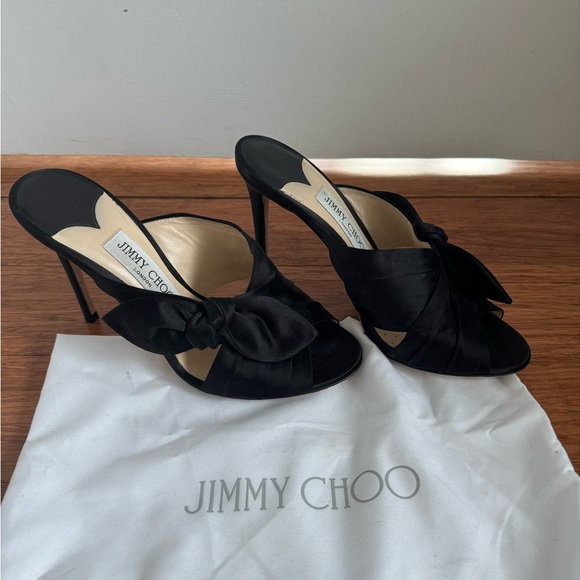 Jimmy Choo Satin Bow Accent Slides - Picture 5 of 5
